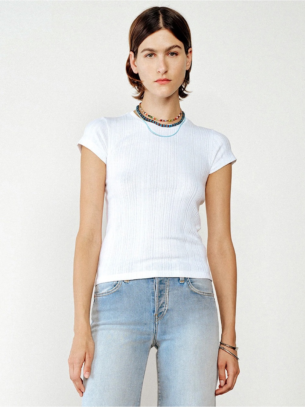 RE/DONE Hanes Variegated 60s Slim Tee Optic White Small